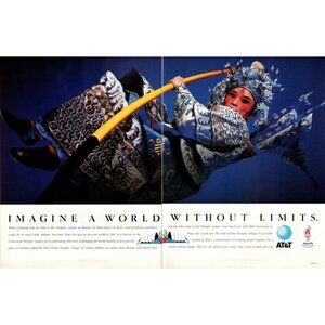 1996 AT&T World Without Limits Global Olympic Village 2 Page Vintage Print Ad